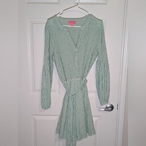 Lilly Pulitzer Green & White Stripe Long Sleeve Dress 16